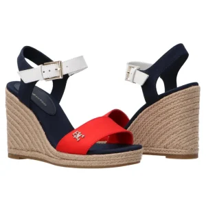 Tommy Hilfiger Donna Sandali-STRIPES WEDGE SANDAL Rosso