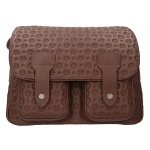 Pollini Donna Borse Tracolla-Te8401 Messenger Heritage Logo Embossed Marrone