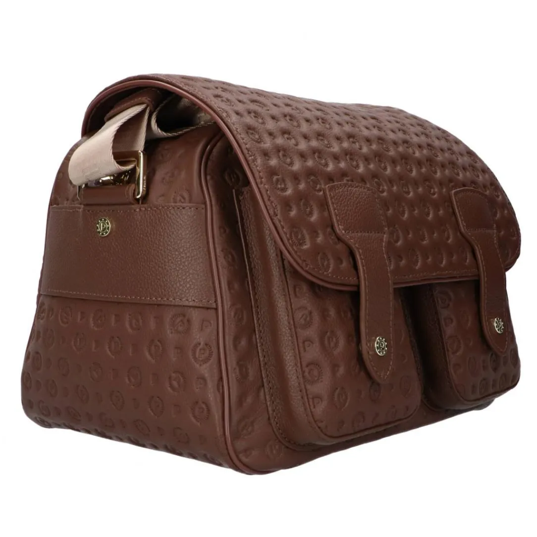 te_messenger_heritage_log_1.webp Pollini Donna Borse Tracolla-Te8401 Messenger Heritage Logo Embossed Marrone