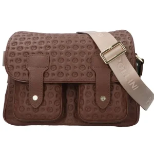 Pollini Donna Borse Tracolla-Te8401 Messenger Heritage Logo Embossed Marrone