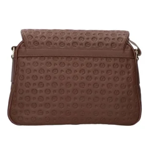 Pollini Donna Borse Tracolla-Te8401 Messenger Heritage Logo Embossed Marrone
