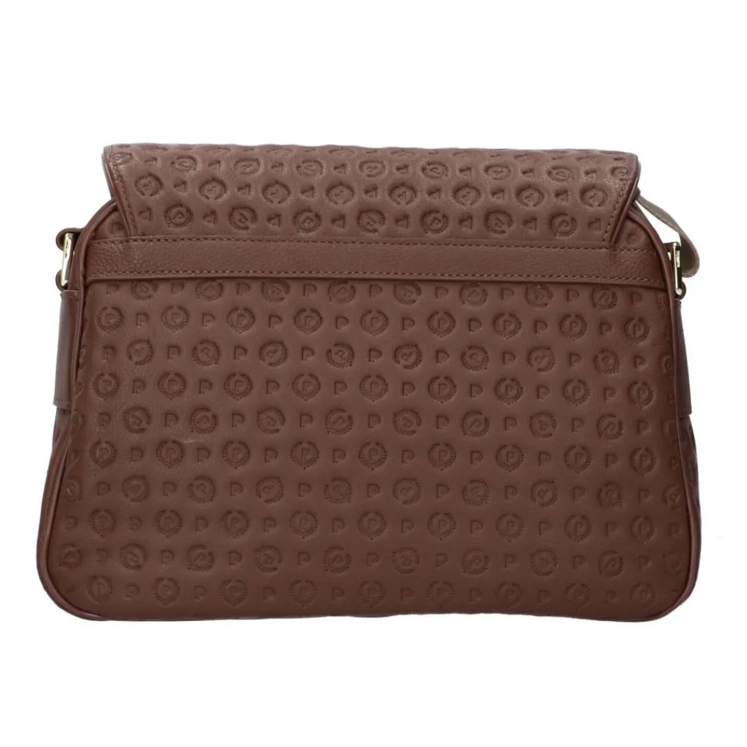 te_messenger_heritage_log_3.webp Pollini Donna Borse Tracolla-Te8401 Messenger Heritage Logo Embossed Marrone