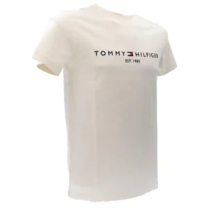 Tommy Hilfiger Uomo T-Shirt-TOMMY LOGO TEE 11797 Bianco Panna