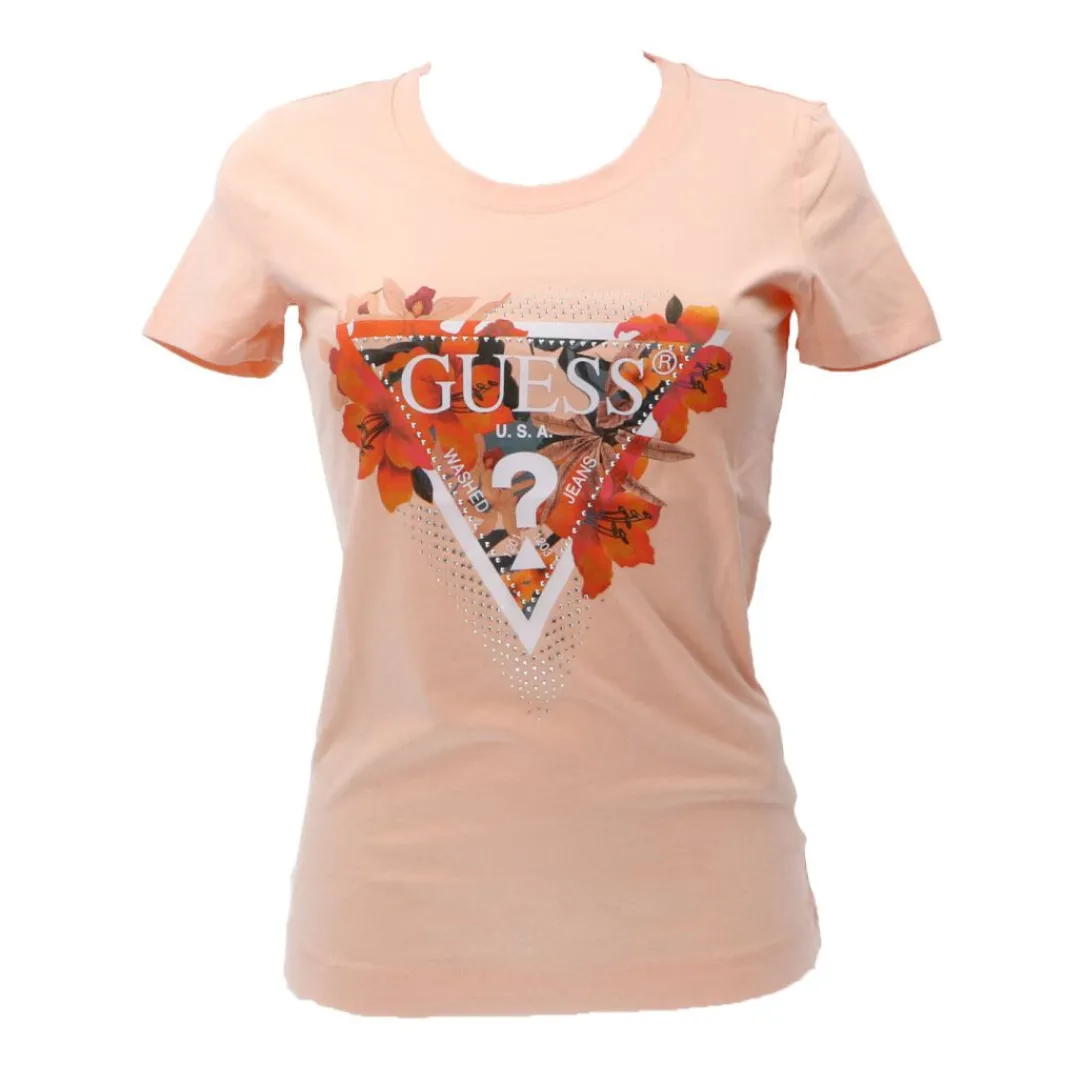tropical_triangle_tee_ros_0.webp Guess Donna T-Shirt-TROPICAL TRIANGLE TEE Rosa Pesca