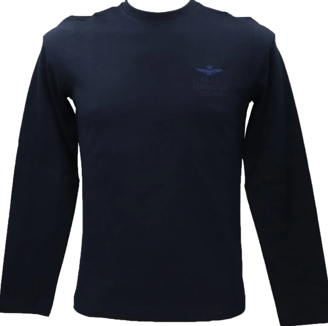 tshirt_ml_tsj_blu_0.webp Aereonautica Militare Uomo T-Shirt-T-SHIRT M.L. TS2185J609 Blu